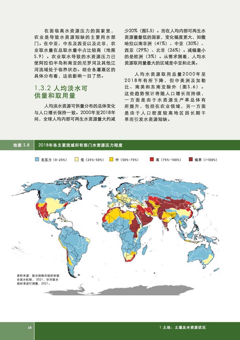 联合国粮食及农业组织2021年世界粮食和农业领域土地及水资源状况报告