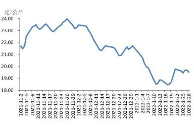 2022年1月瘦肉型白条猪肉出厂价格监测月报