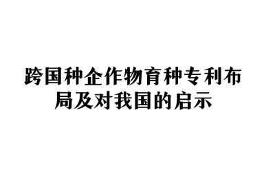 《跨国种企作物育种专利布局及对我国的启示》